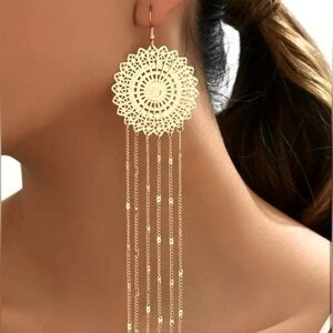 Goddess Golden Fringe Drop Earrings